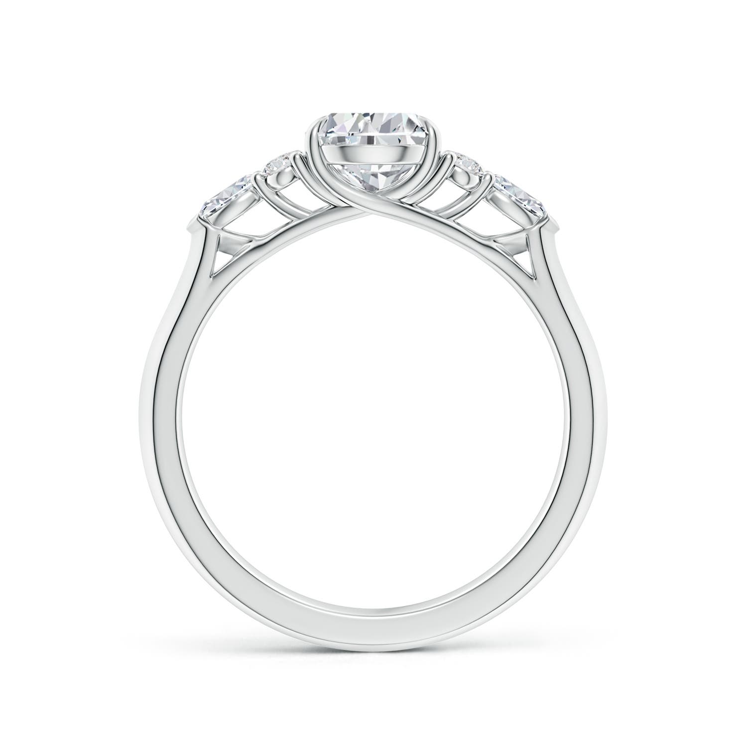 7.7x5.7mm HSI2 Pear Shape Diamond Side Stone Engagement Ring with Diamonds in 18K White Gold