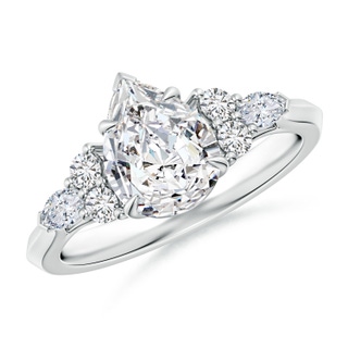 9x7mm HSI2 Pear Shape Diamond Side Stone Engagement Ring with Diamonds in White Gold