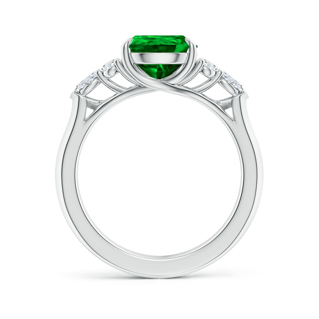 10x8mm AAAA Pear Shape Emerald Side Stone Engagement Ring with Diamonds in P950 Platinum - side 199