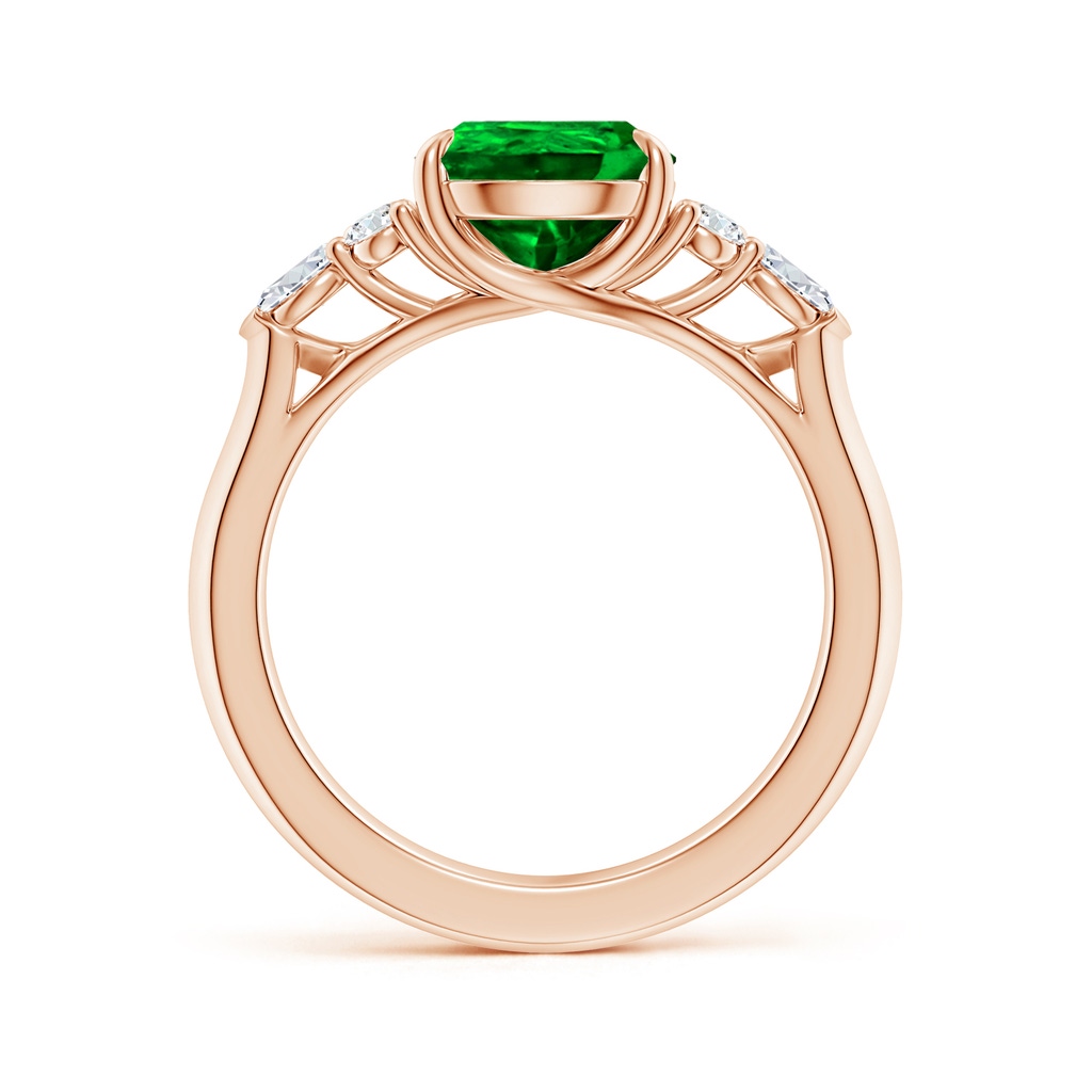 10x8mm AAAA Pear Shape Emerald Side Stone Engagement Ring with Diamonds in Rose Gold - side 199