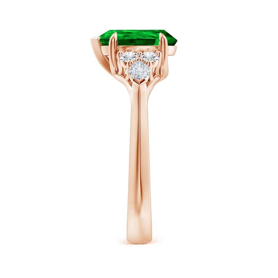 10x8mm AAAA Pear Shape Emerald Side Stone Engagement Ring with Diamonds in Rose Gold side 299