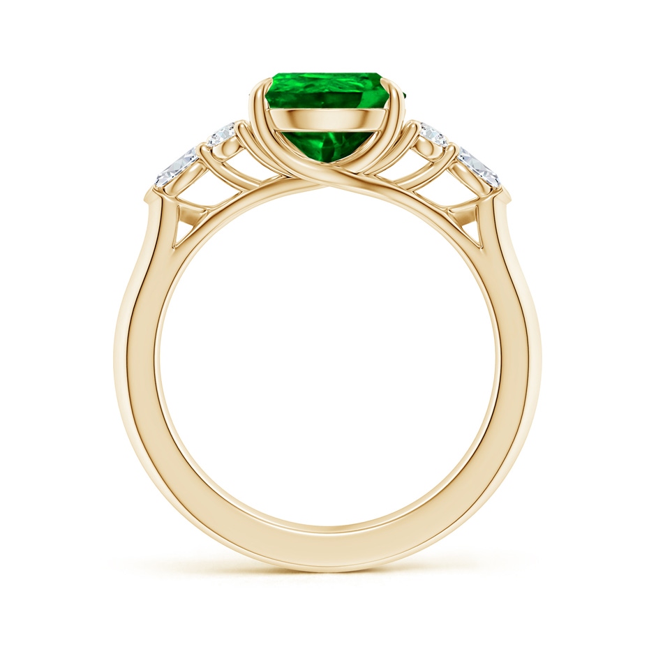 10x8mm AAAA Pear Shape Emerald Side Stone Engagement Ring with Diamonds in Yellow Gold side 199