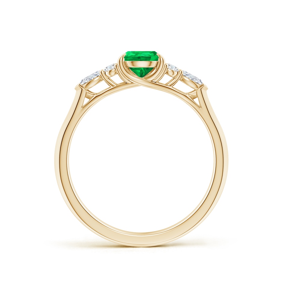7x5mm AAA Pear Shape Emerald Side Stone Engagement Ring with Diamonds in 18K Yellow Gold side 199