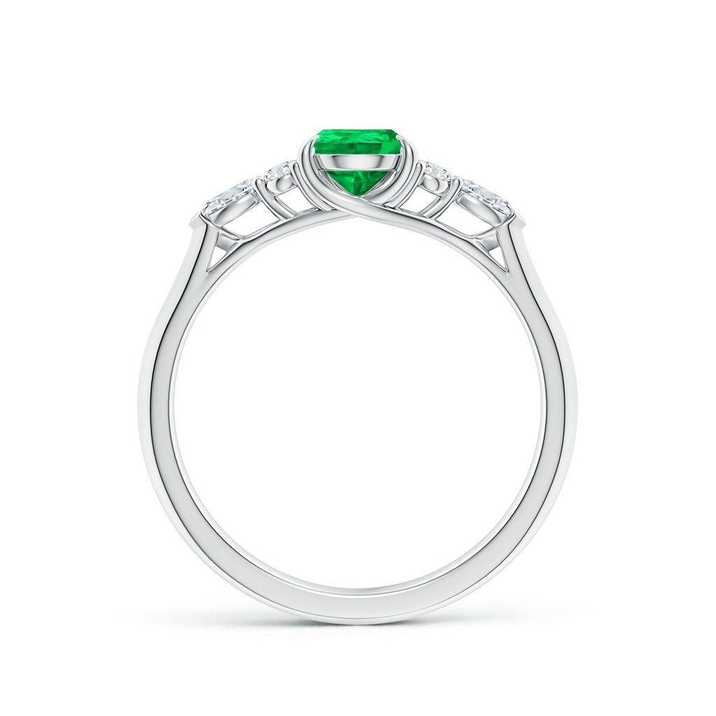 7x5mm AAA Pear Shape Emerald Side Stone Engagement Ring with Diamonds in P950 Platinum - side 199