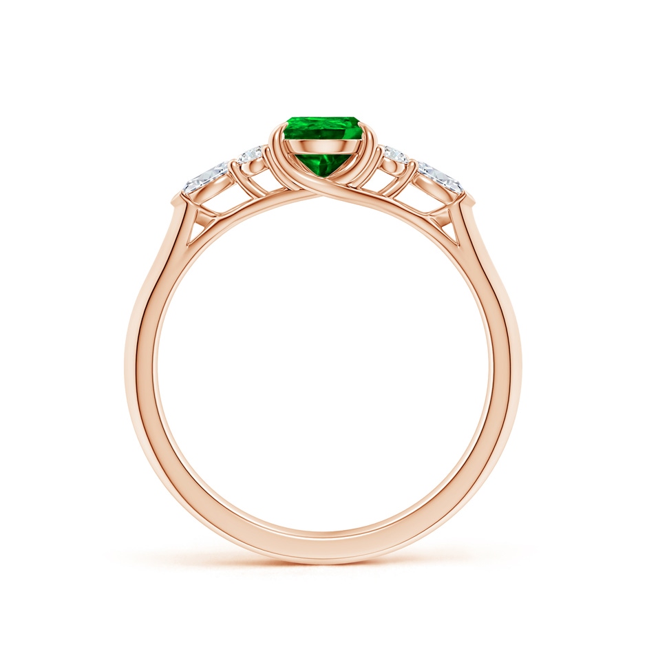 7x5mm AAAA Pear Shape Emerald Side Stone Engagement Ring with Diamonds in 18K Rose Gold side 199
