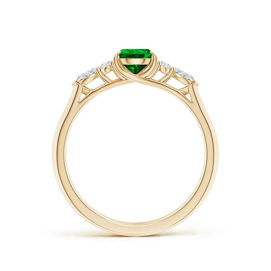 7x5mm AAAA Pear Shape Emerald Side Stone Engagement Ring with Diamonds in 18K Yellow Gold side 199