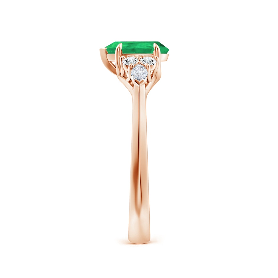 8x6mm A Pear Shape Emerald Side Stone Engagement Ring with Diamonds in Rose Gold side 299
