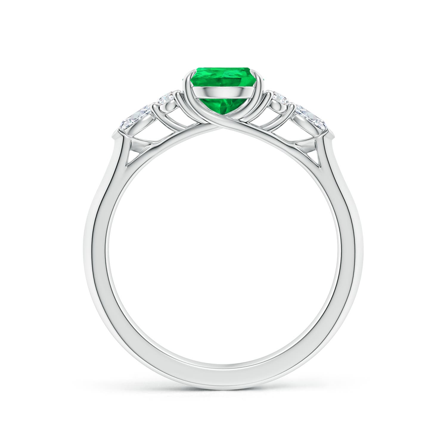 8x6mm AAA Pear Shape Emerald Side Stone Engagement Ring with Diamonds in P950 Platinum