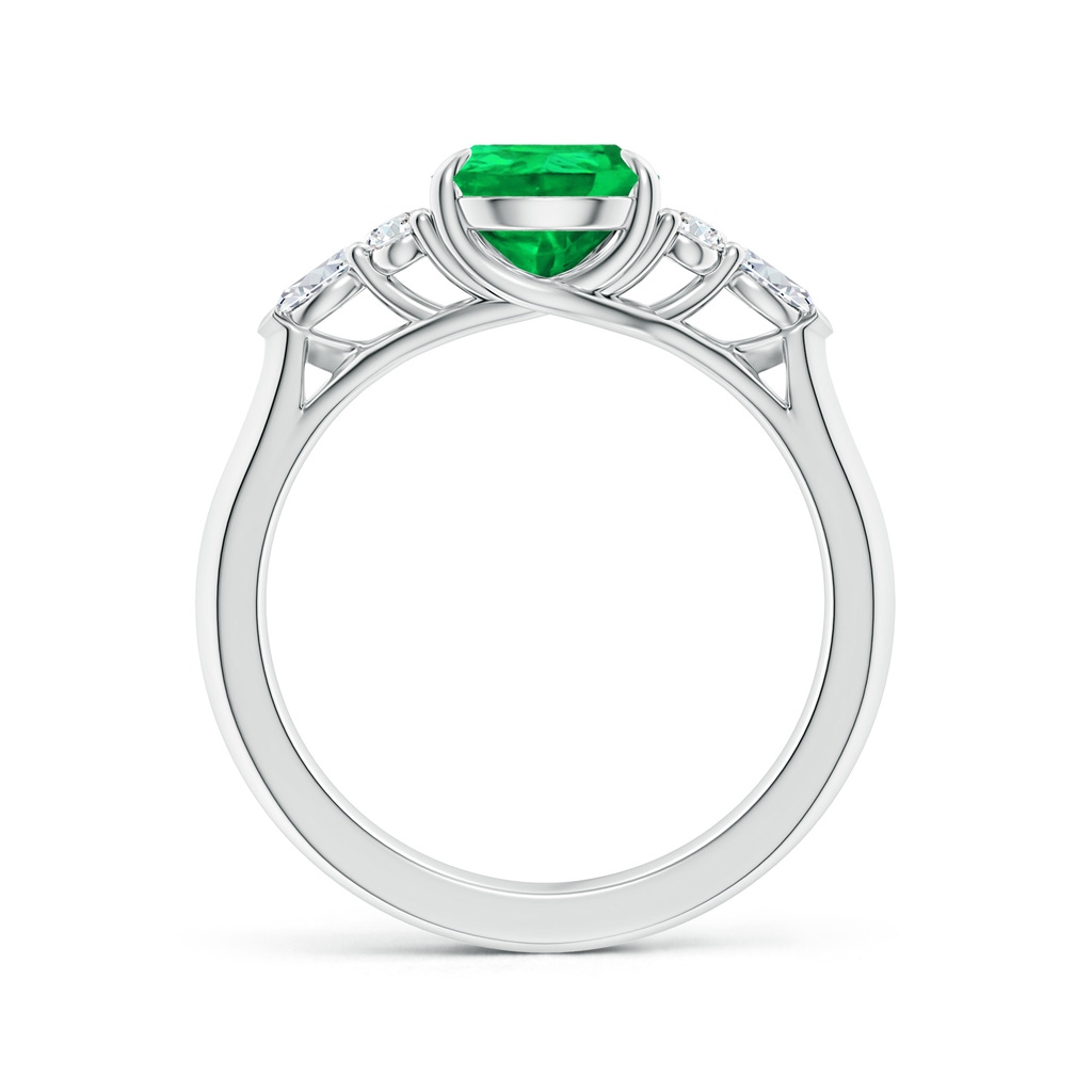 9x7mm AAA Pear Shape Emerald Side Stone Engagement Ring with Diamonds in White Gold - side 199