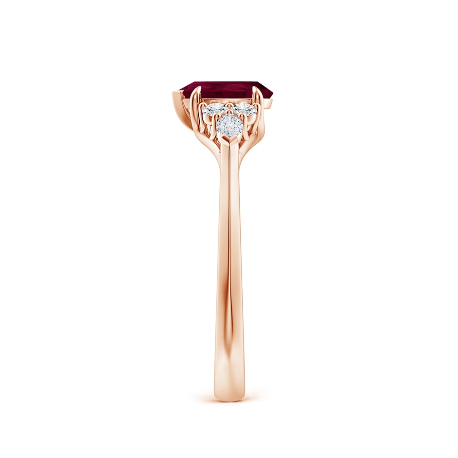 7x5mm A Pear Shape Ruby Side Stone Engagement Ring with Diamonds in Rose Gold side 299