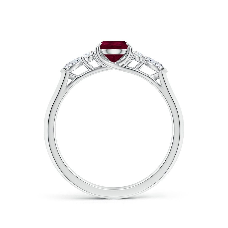 7x5mm A Pear Shape Ruby Side Stone Engagement Ring with Diamonds in White Gold side 199