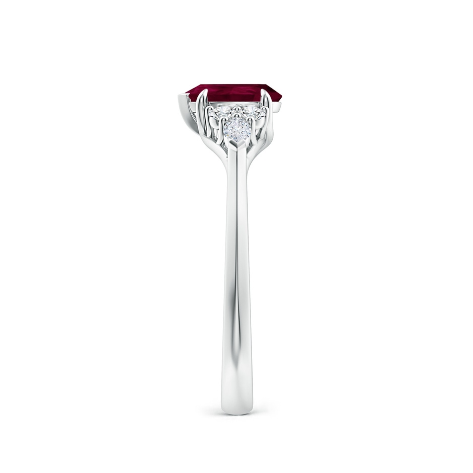 7x5mm A Pear Shape Ruby Side Stone Engagement Ring with Diamonds in White Gold side 299