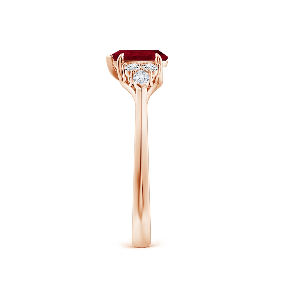 7x5mm AA Pear Shape Ruby Side Stone Engagement Ring with Diamonds in Rose Gold side 299