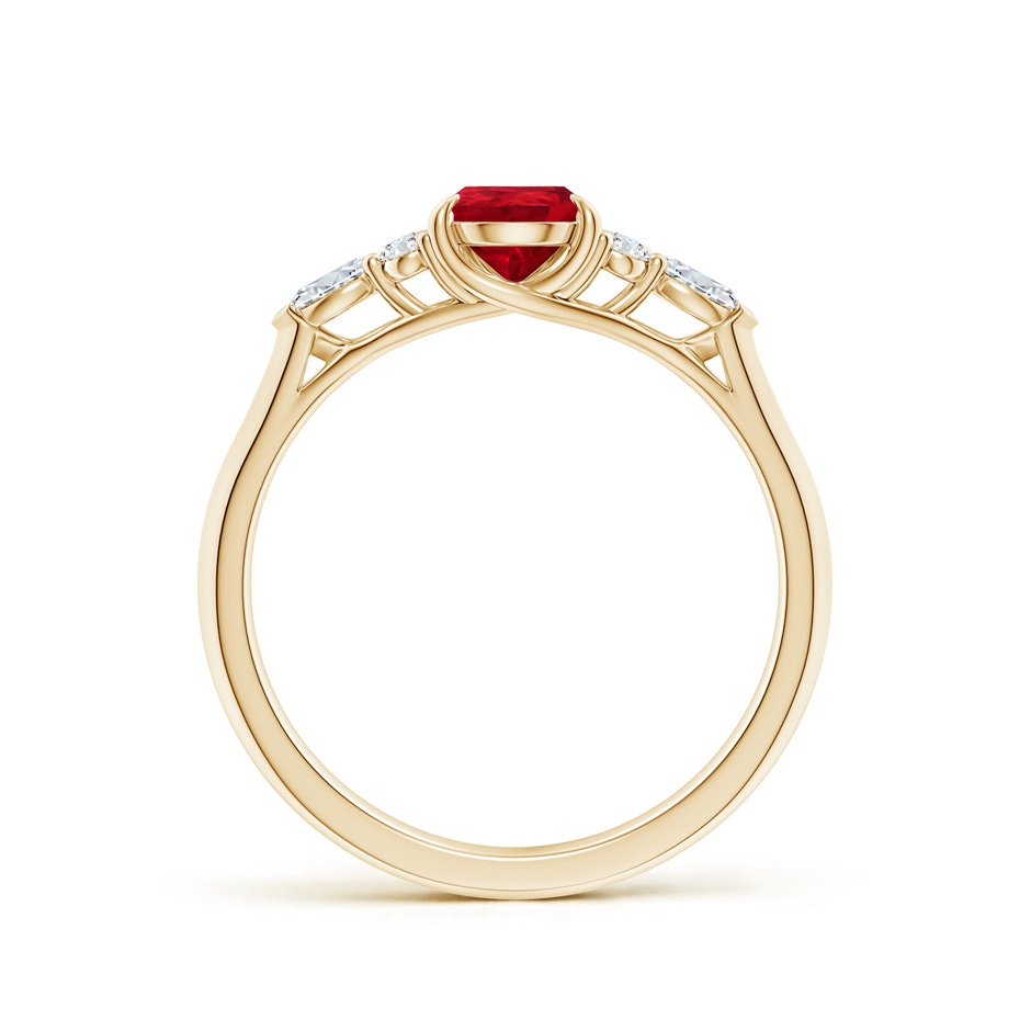 7x5mm AAA Pear Shape Ruby Side Stone Engagement Ring with Diamonds in Yellow Gold side 199