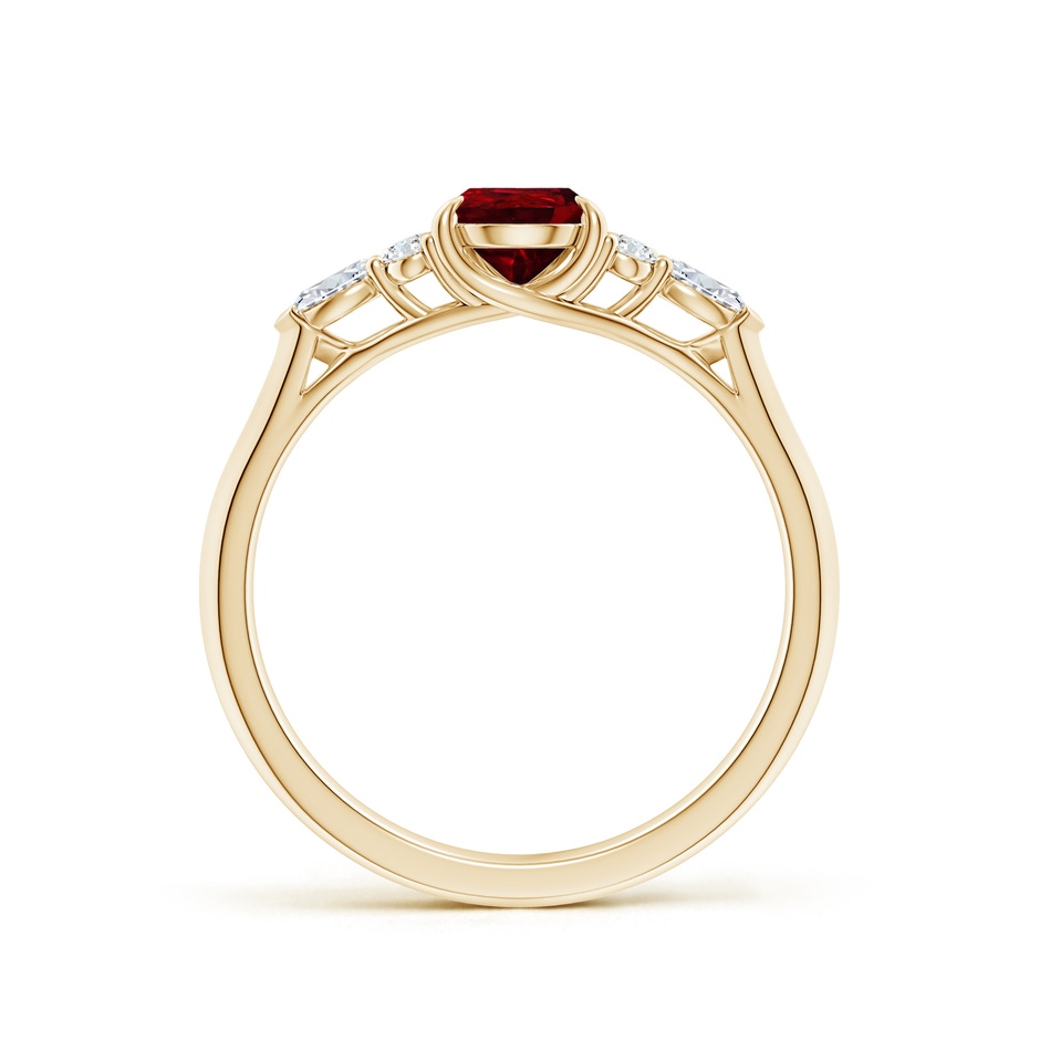 7x5mm AAAA Pear Shape Ruby Side Stone Engagement Ring with Diamonds in Yellow Gold side 199