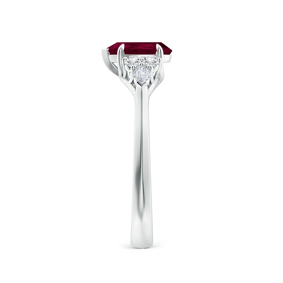 8x6mm A Pear Shape Ruby Side Stone Engagement Ring with Diamonds in 18K White Gold side 299