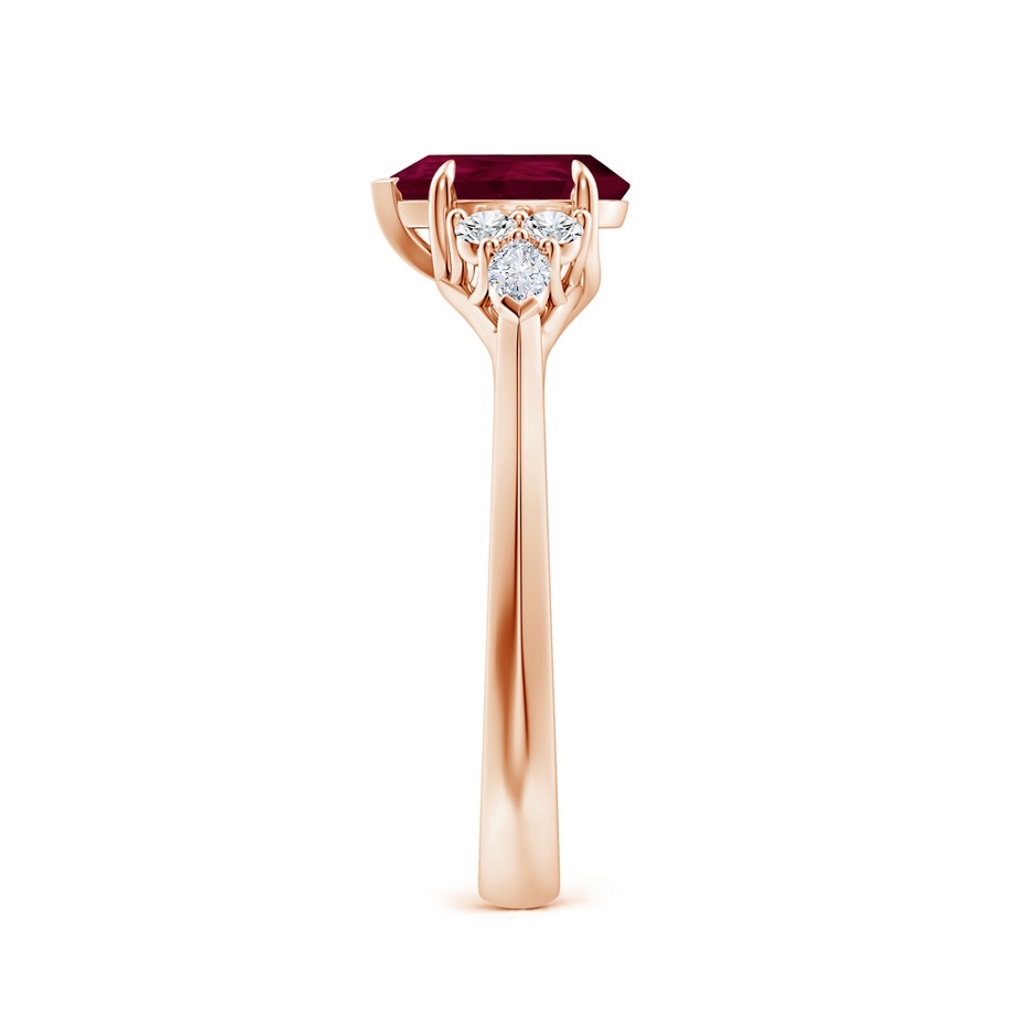 8x6mm A Pear Shape Ruby Side Stone Engagement Ring with Diamonds in Rose Gold side 299