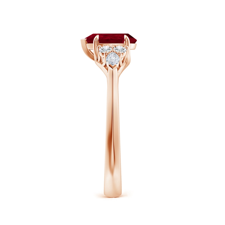 8x6mm AA Pear Shape Ruby Side Stone Engagement Ring with Diamonds in Rose Gold side 299
