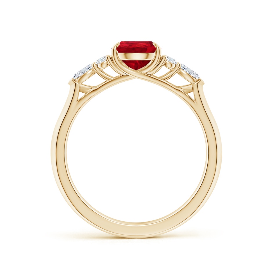 8x6mm AAA Pear Shape Ruby Side Stone Engagement Ring with Diamonds in 18K Yellow Gold side 199