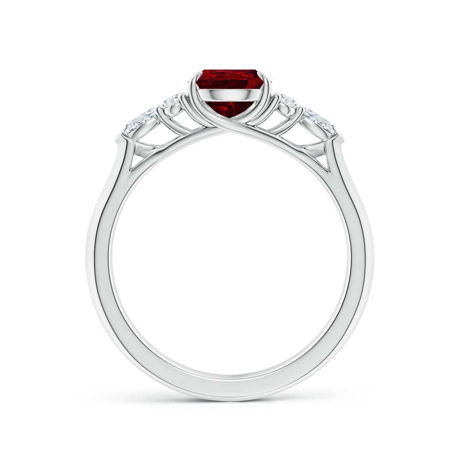 8x6mm AAAA Pear Shape Ruby Side Stone Engagement Ring with Diamonds in White Gold side 199