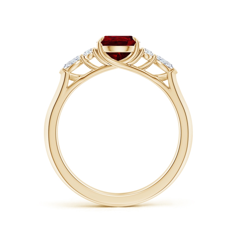 8x6mm AAAA Pear Shape Ruby Side Stone Engagement Ring with Diamonds in Yellow Gold side 199