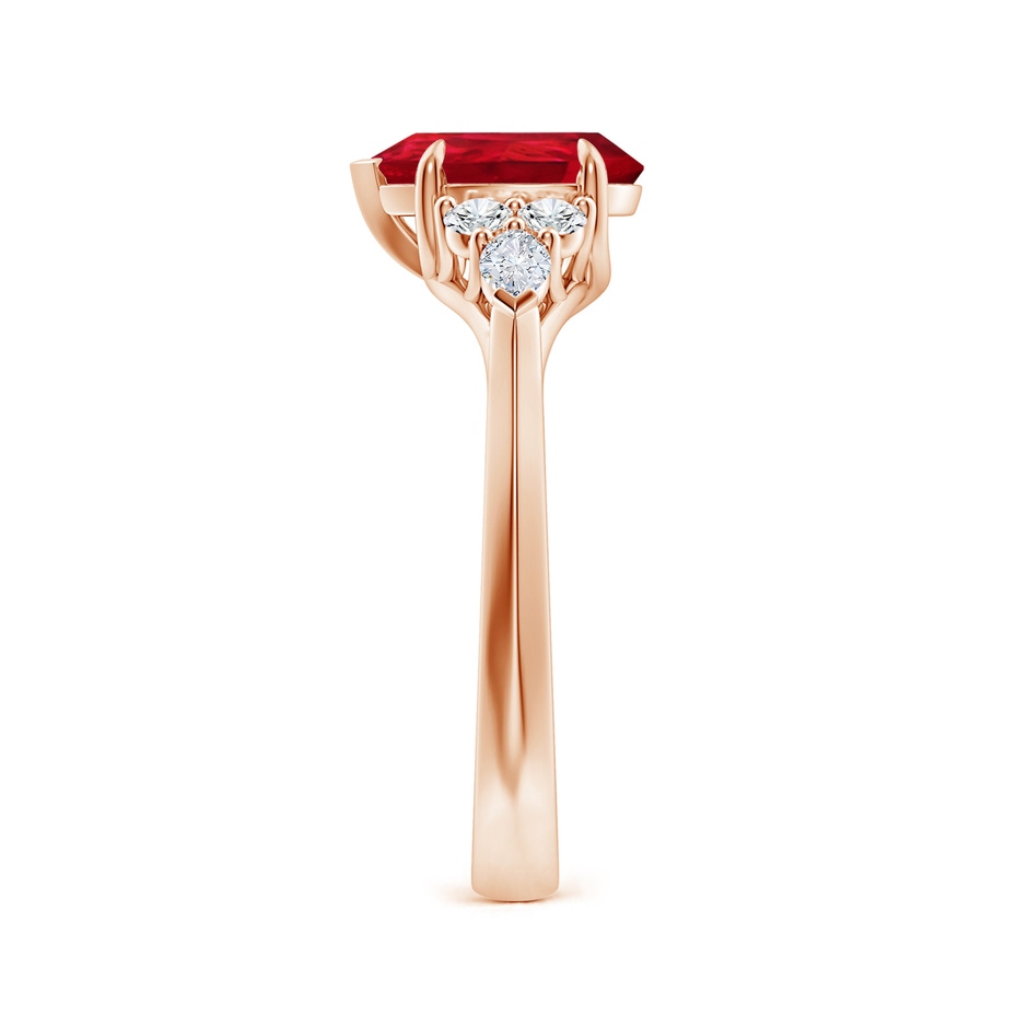 9x7mm AAA Pear Shape Ruby Side Stone Engagement Ring with Diamonds in Rose Gold side 299