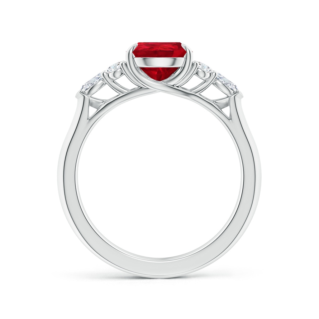 9x7mm AAA Pear Shape Ruby Side Stone Engagement Ring with Diamonds in White Gold - side 199