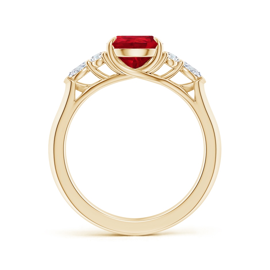 9x7mm AAA Pear Shape Ruby Side Stone Engagement Ring with Diamonds in Yellow Gold side 199