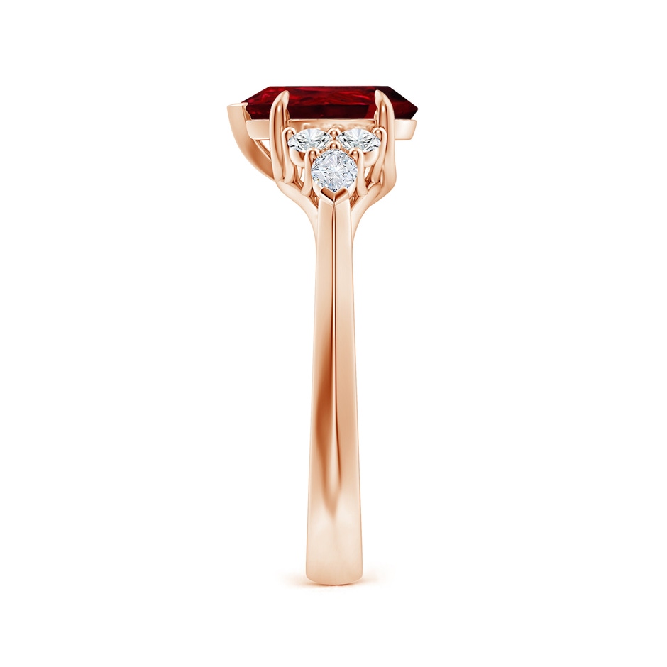 9x7mm AAAA Pear Shape Ruby Side Stone Engagement Ring with Diamonds in Rose Gold side 299