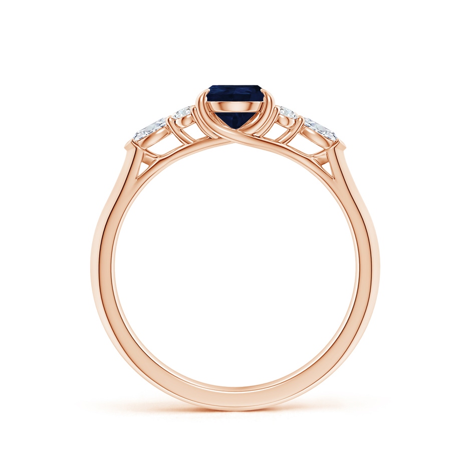 7x5mm A Pear Shape Blue Sapphire Side Stone Engagement Ring with Diamonds in Rose Gold side 199