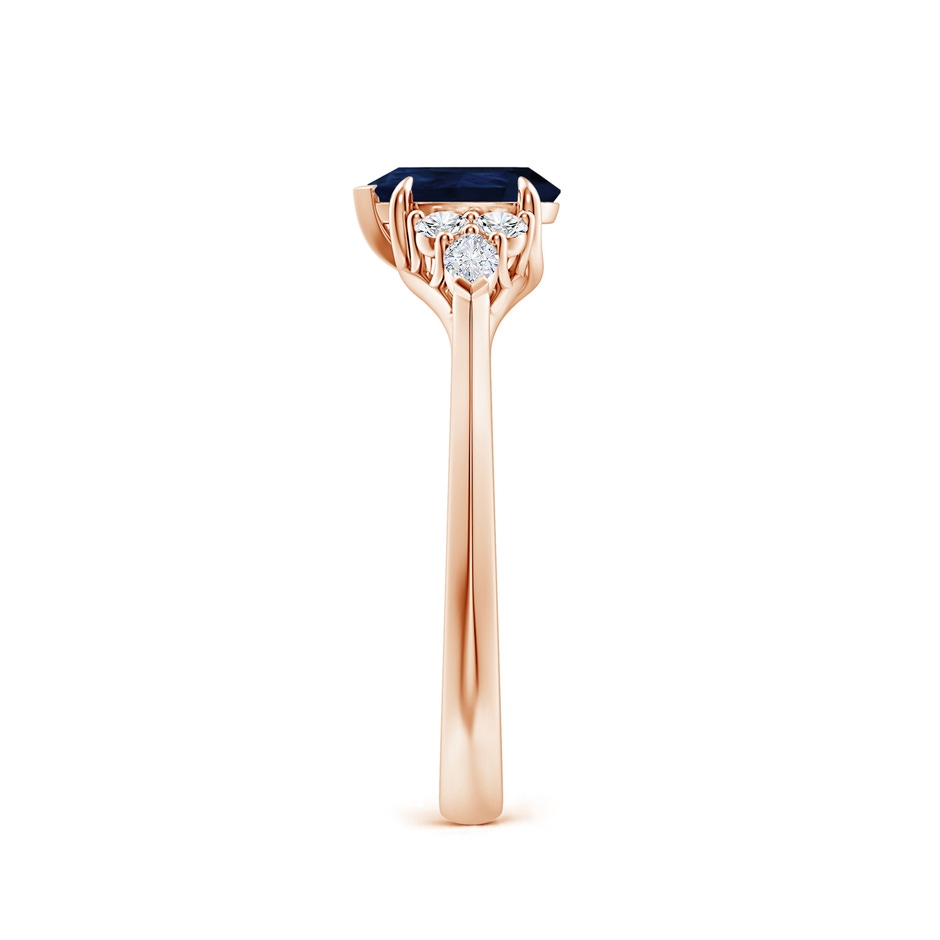 7x5mm A Pear Shape Blue Sapphire Side Stone Engagement Ring with Diamonds in Rose Gold side 299