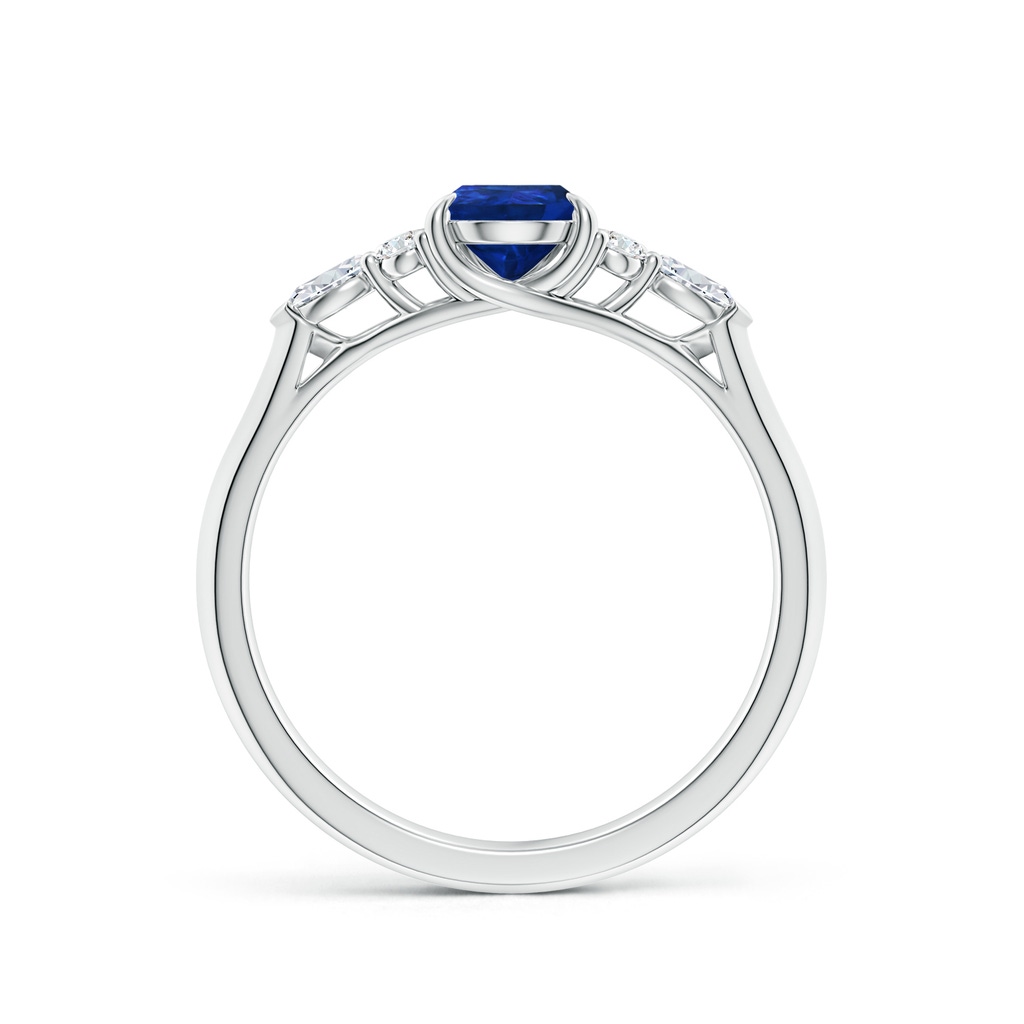 7x5mm AAA Pear Shape Blue Sapphire Side Stone Engagement Ring with Diamonds in White Gold - side 199