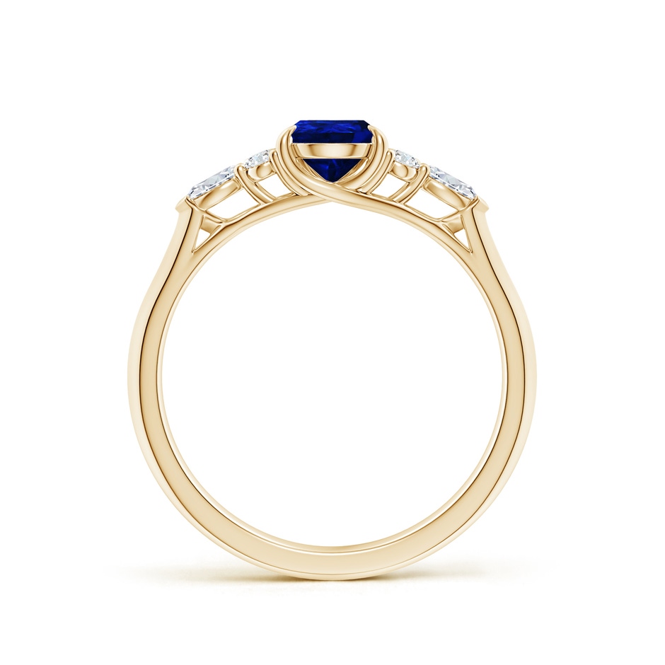 7x5mm AAAA Pear Shape Blue Sapphire Side Stone Engagement Ring with Diamonds in Yellow Gold side 199