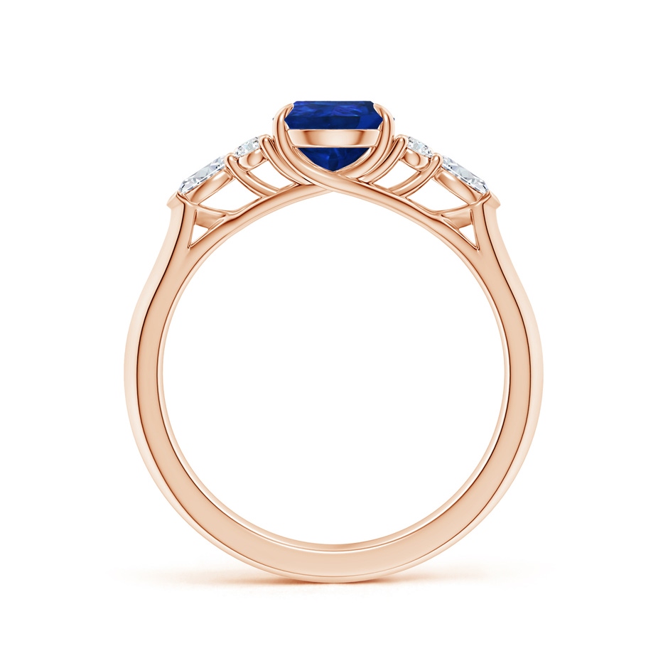 8x6mm AAA Pear Shape Blue Sapphire Side Stone Engagement Ring with Diamonds in Rose Gold side 199