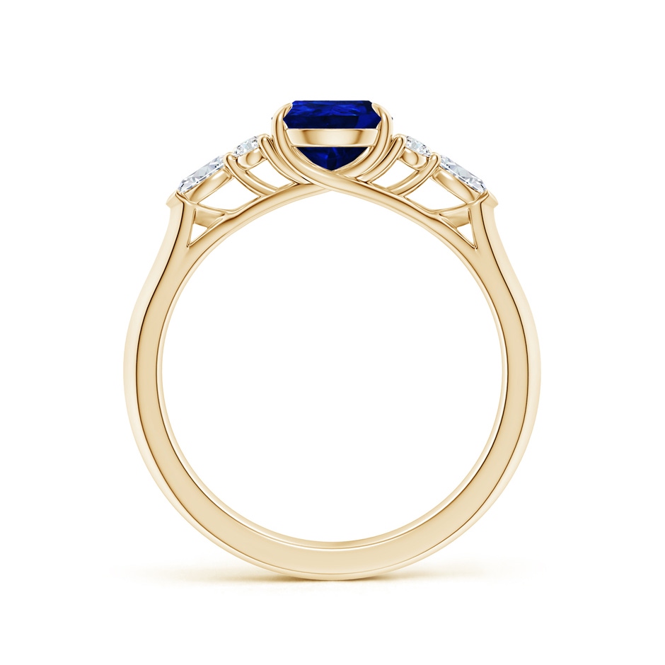 8x6mm AAAA Pear Shape Blue Sapphire Side Stone Engagement Ring with Diamonds in Yellow Gold side 199