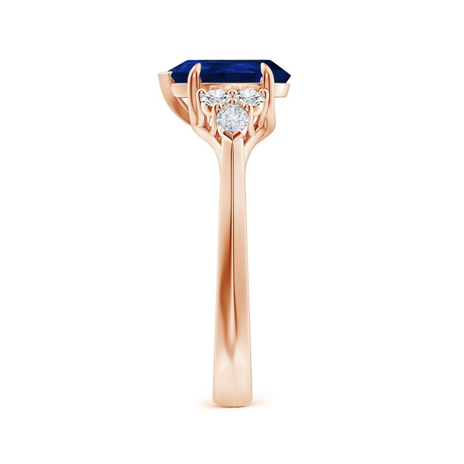 9x7mm AA Pear Shape Blue Sapphire Side Stone Engagement Ring with Diamonds in 18K Rose Gold side 299