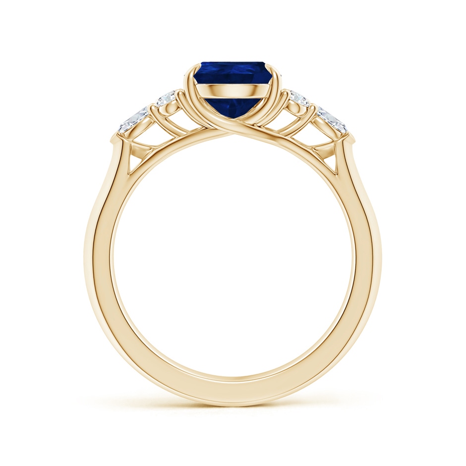 9x7mm AA Pear Shape Blue Sapphire Side Stone Engagement Ring with Diamonds in Yellow Gold side 199