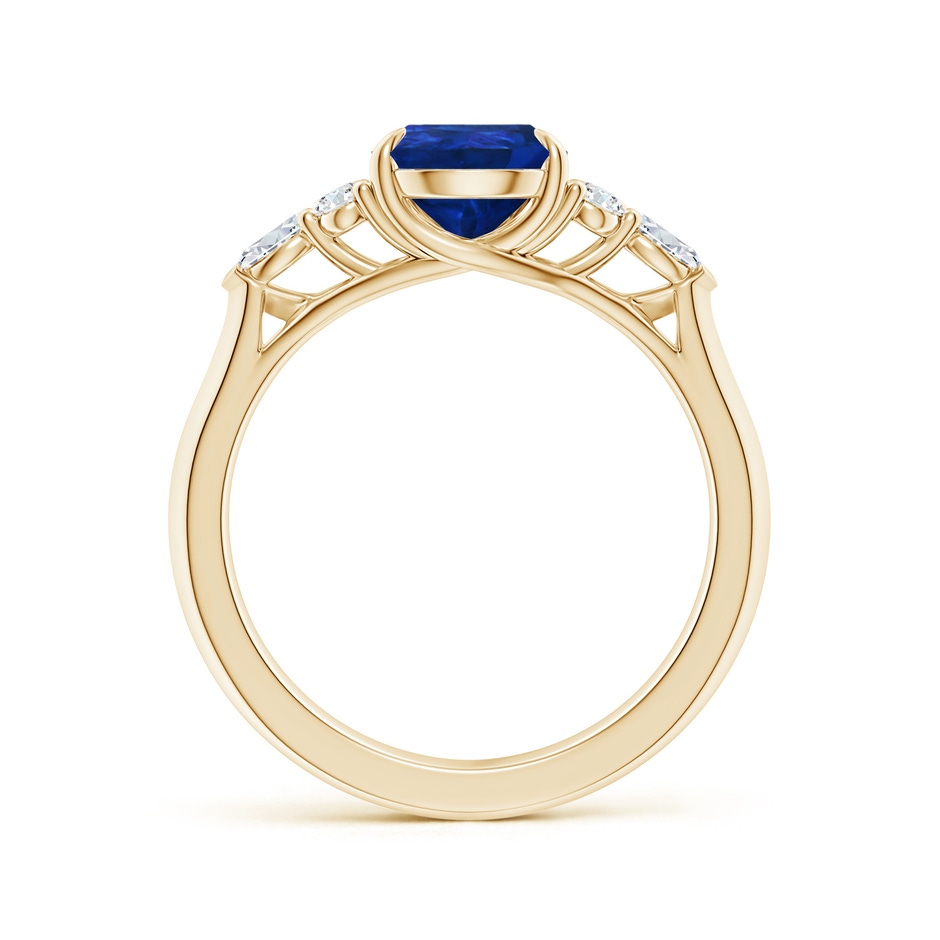 9x7mm AAA Pear Shape Blue Sapphire Side Stone Engagement Ring with Diamonds in Yellow Gold side 199