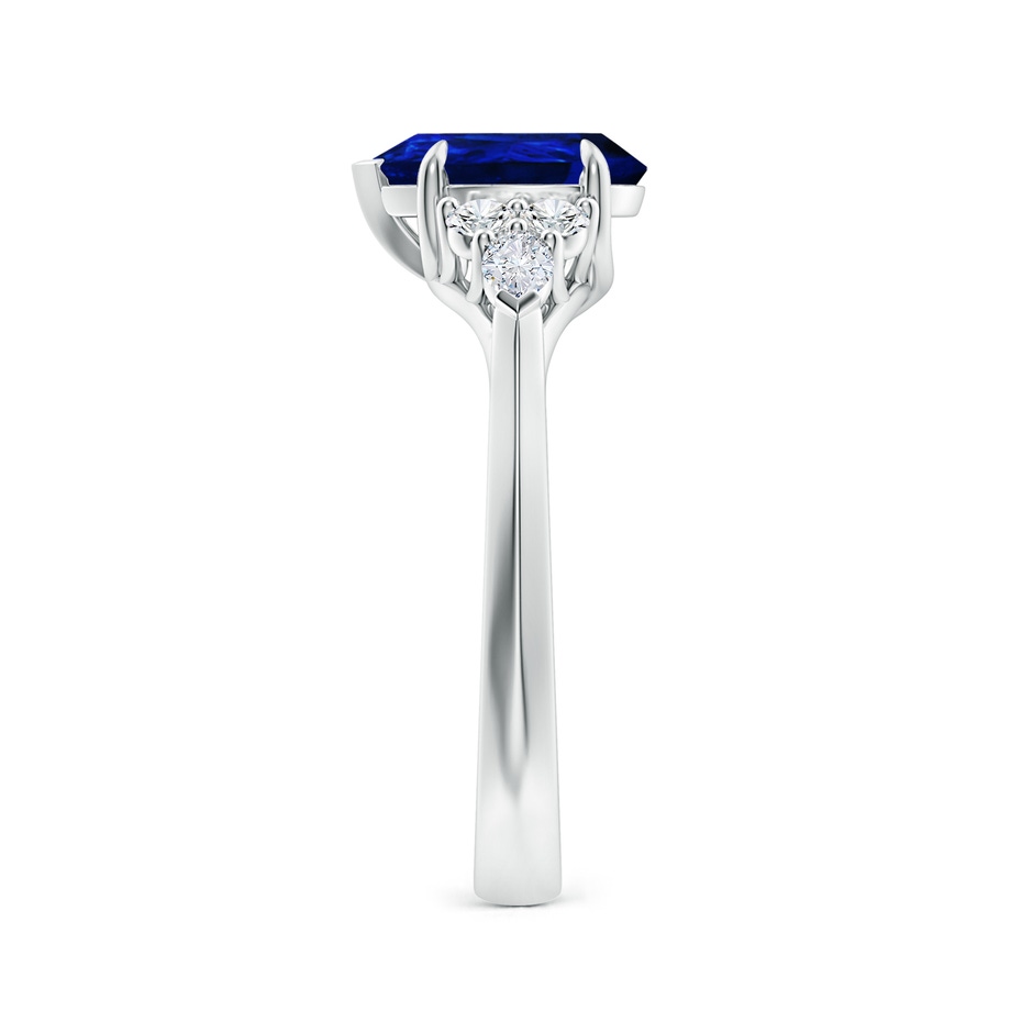 9x7mm AAAA Pear Shape Blue Sapphire Side Stone Engagement Ring with Diamonds in P950 Platinum side 299