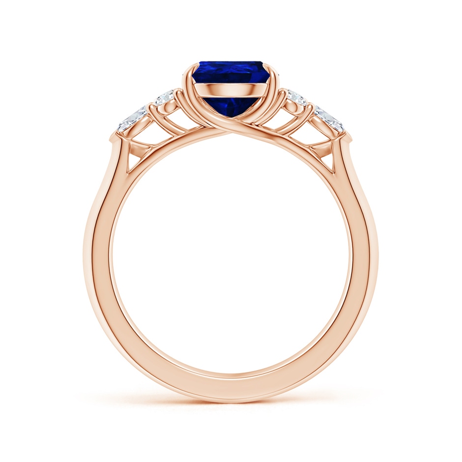 9x7mm AAAA Pear Shape Blue Sapphire Side Stone Engagement Ring with Diamonds in Rose Gold side 199