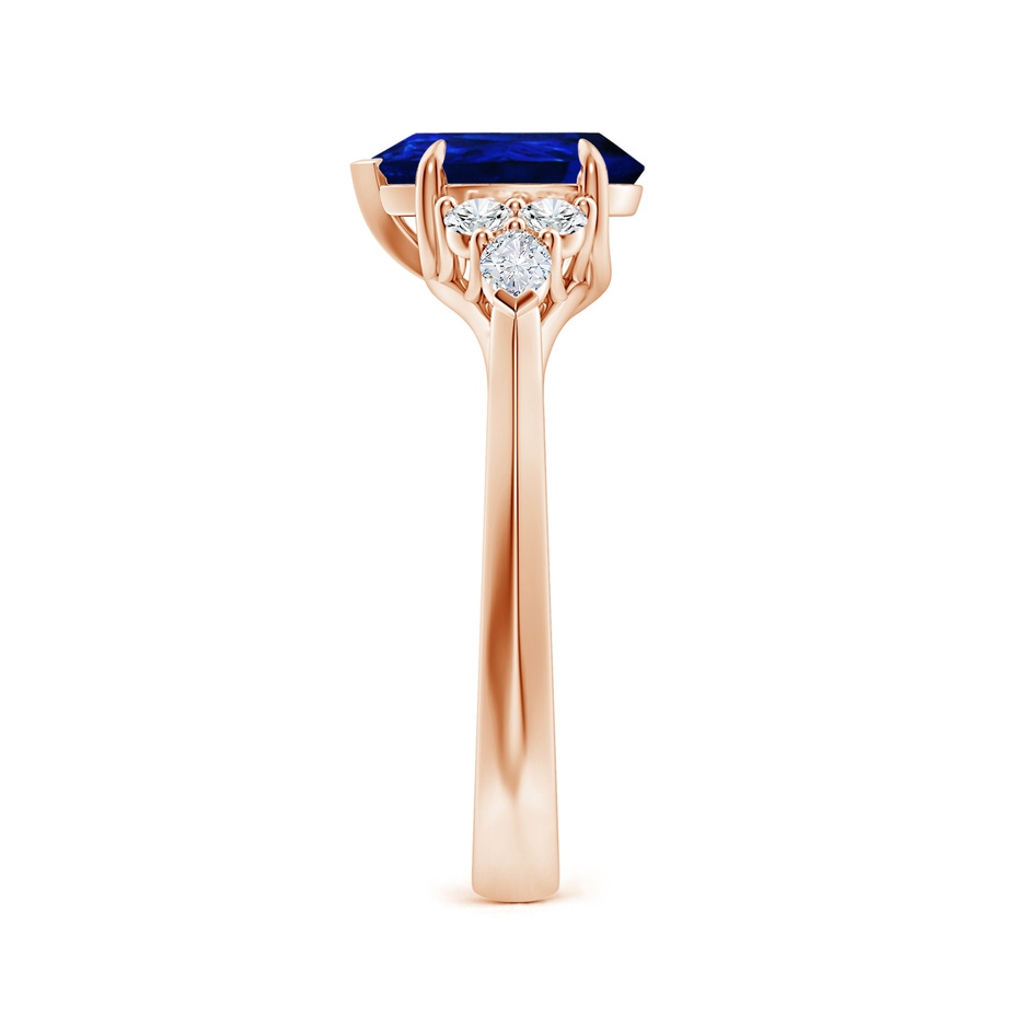 9x7mm AAAA Pear Shape Blue Sapphire Side Stone Engagement Ring with Diamonds in Rose Gold side 299