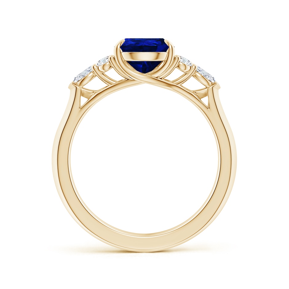 9x7mm AAAA Pear Shape Blue Sapphire Side Stone Engagement Ring with Diamonds in Yellow Gold side 199