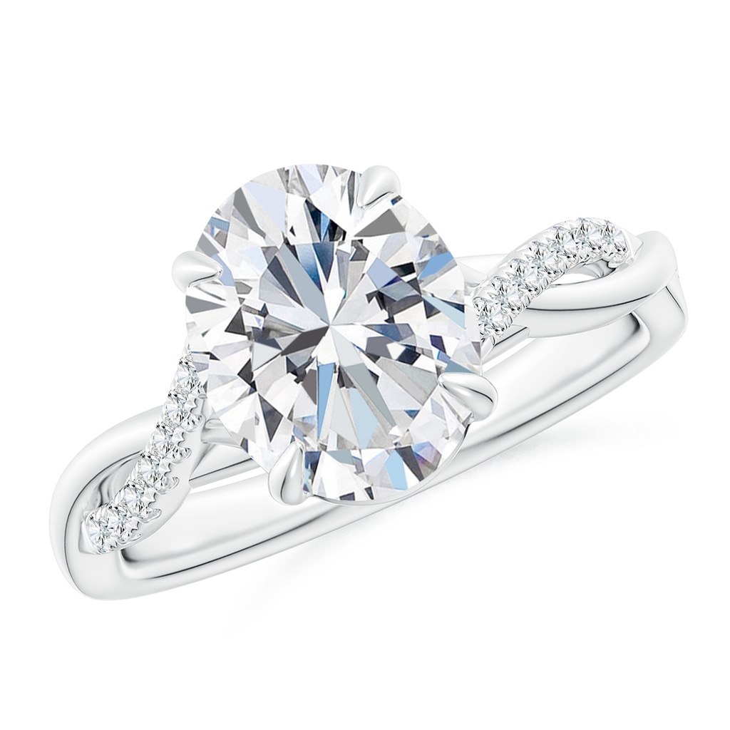 10x8mm GVS2 Oval Diamond Twisted Shank Engagement Ring in P950 Platinum