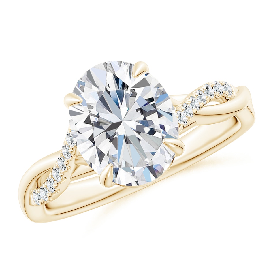 10x8mm GVS2 Oval Diamond Twisted Shank Engagement Ring in Yellow Gold 