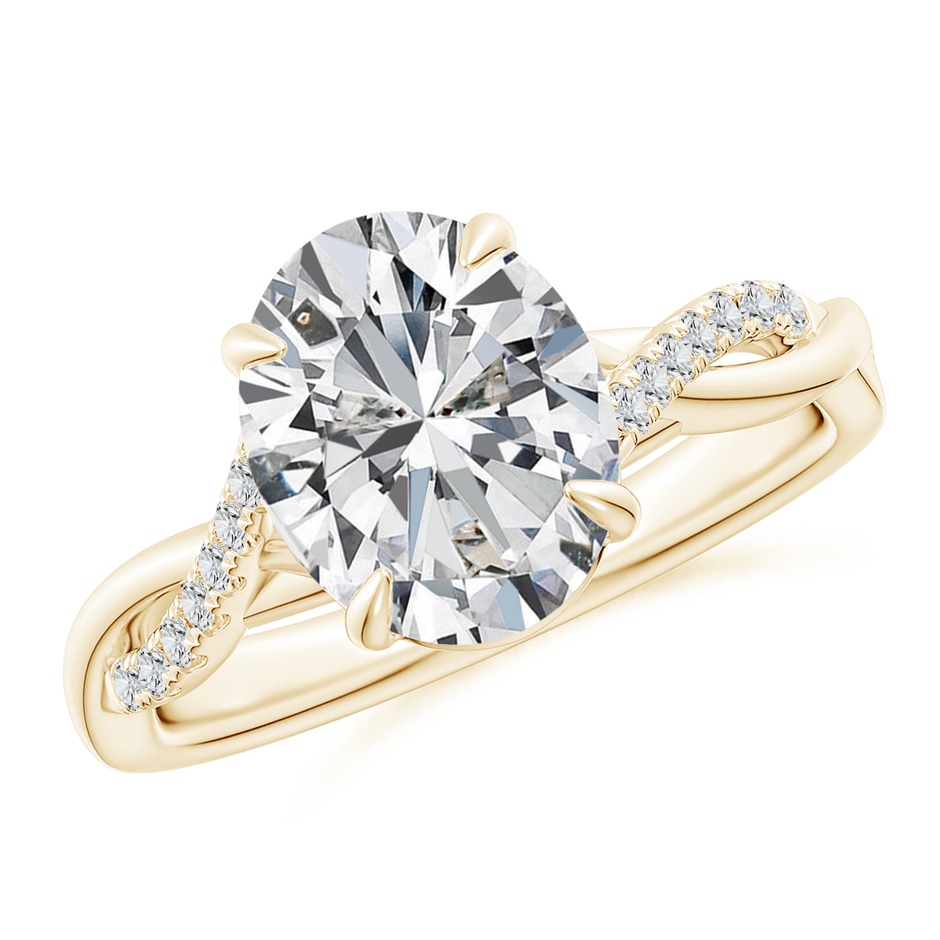 10x8mm HSI2 Oval Diamond Twisted Shank Engagement Ring in Yellow Gold 