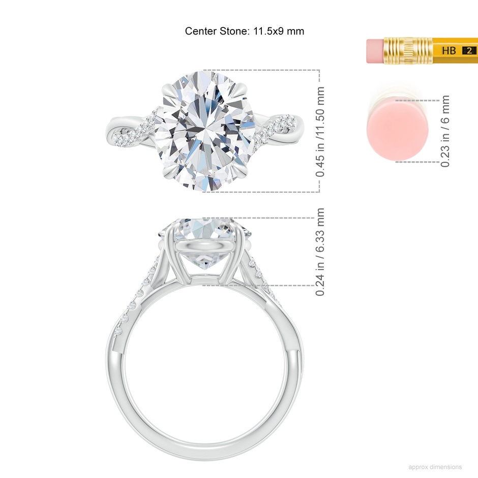 11.5x9mm GVS2 Oval Diamond Twisted Shank Engagement Ring in P950 Platinum ruler