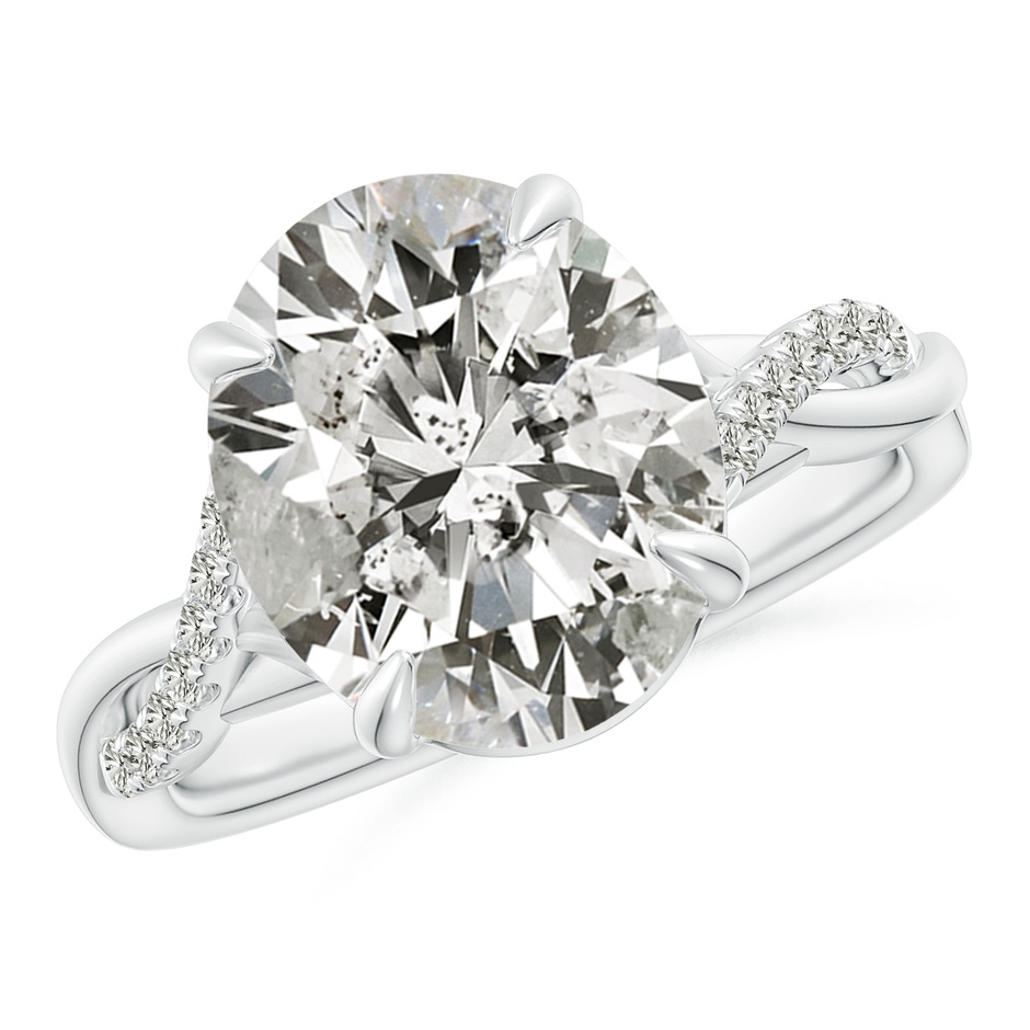 11.5x9mm KI3 Oval Diamond Twisted Shank Engagement Ring in P950 Platinum 