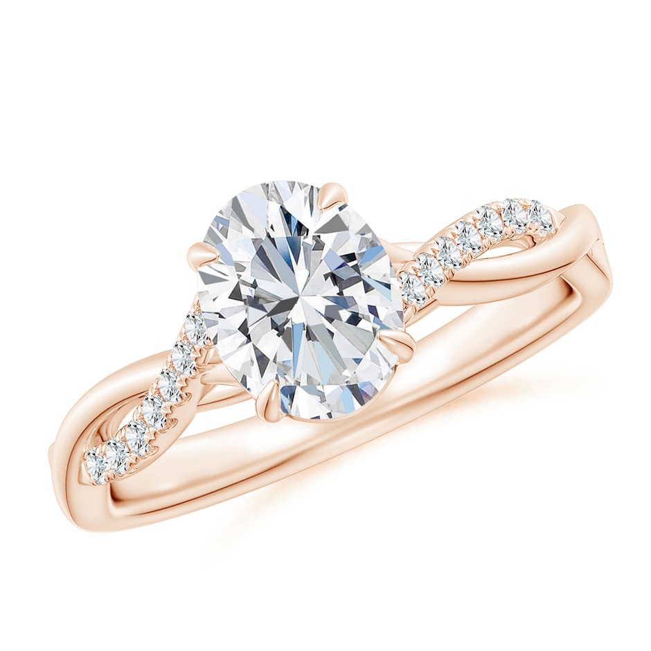 8x6mm GVS2 Oval Diamond Twisted Shank Engagement Ring in Rose Gold 