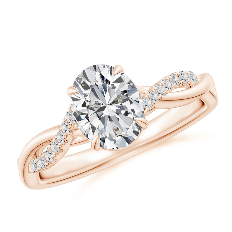 8x6mm HSI2 Oval Diamond Twisted Shank Engagement Ring in 18K Rose Gold 