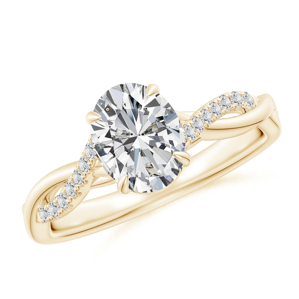 8x6mm HSI2 Oval Diamond Twisted Shank Engagement Ring in Yellow Gold